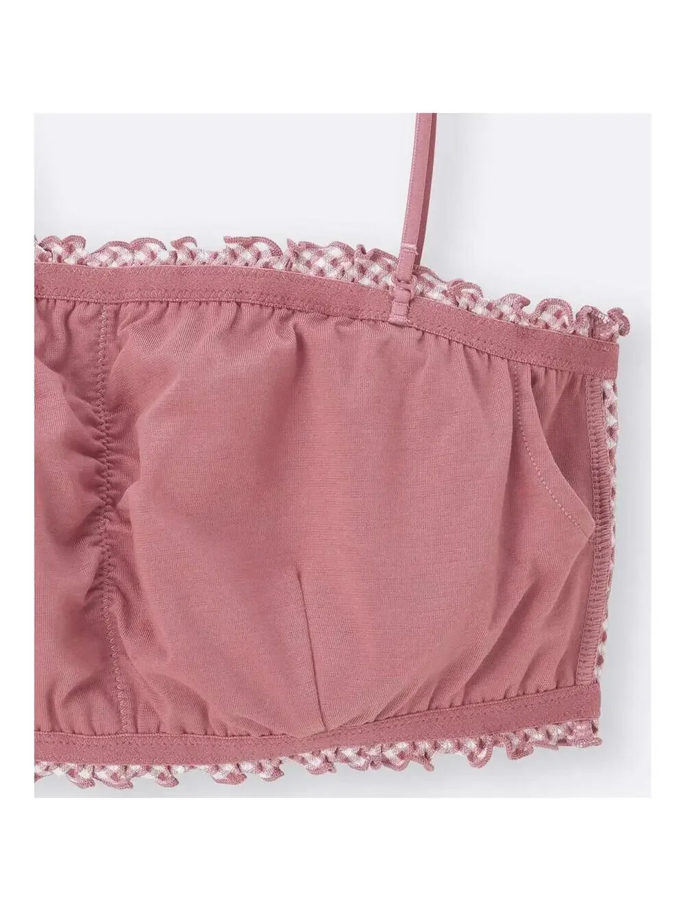 Uniqlo GU Gingham Check 2Way Bandeau Pink Crop Top NWT Small